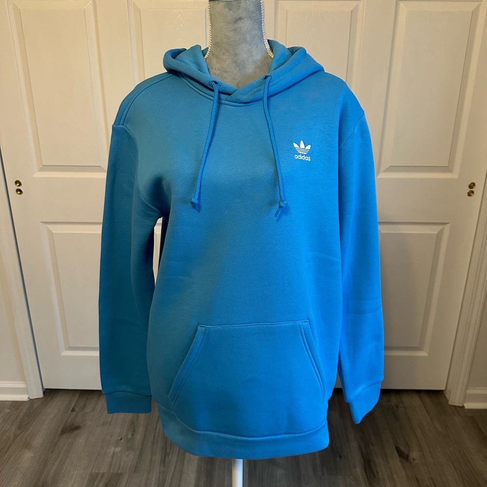 NWT Adidas Essentials Cotton Pulse Blue Hoodie ‎Regular Fit Mens Size M